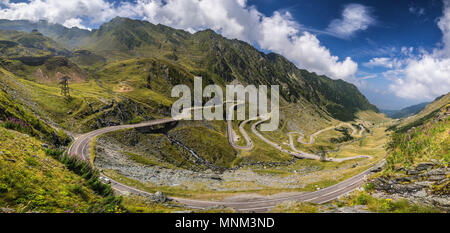 Transfagarasan pass in summer. Crossing Carpathian mountains in Romania, Transfagarasan is one of the most spectacular mountain roads in the world. Stock Photo