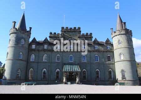 Inveraray Castle built in Gothic Revival style, has been the seat of the Dukes of Argyll, chiefs of Clan Campbell, since the 18th century Stock Photo