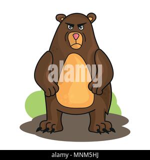 vector cartoon angry bear isolated on white Stock Vector