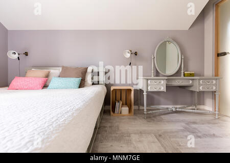 Shot of a modern bedroom with king-size bed Stock Photo