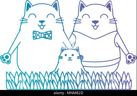 cute family cats characters Stock Vector