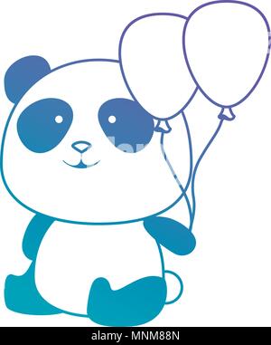 cute panda bear with balloons air character Stock Vector