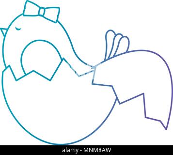 cute bird baby breaking the shell character Stock Vector