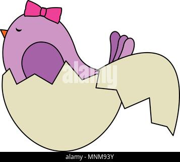 cute bird baby breaking the shell character Stock Vector