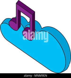 cloud computing with music note isometric icon Stock Vector