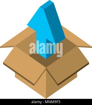 cardboard box storage upload arrow Stock Vector