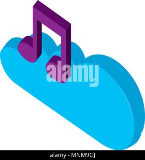 cloud computing music note isometric Stock Vector