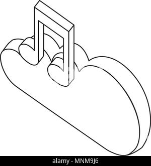 cloud computing music note isometric Stock Vector