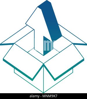 cardboard box storage upload arrow Stock Vector