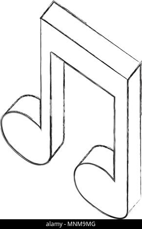 music note sound audio isometric Stock Vector