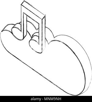 cloud computing music note isometric Stock Vector