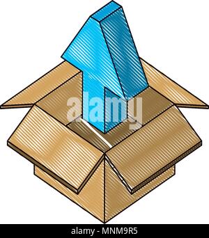 box carton with arrow upload isometric icon Stock Vector