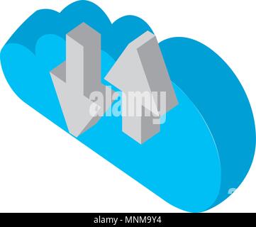 cloud computing with arrows upload and download isometric icon Stock Vector