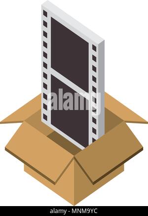 box carton with video format isometric icon Stock Vector