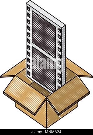 box carton with video format isometric icon Stock Vector