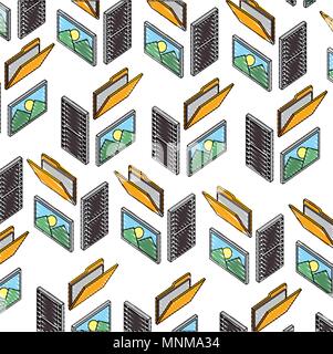 pattern set folder isometric icon vector illustration Stock Vector ...