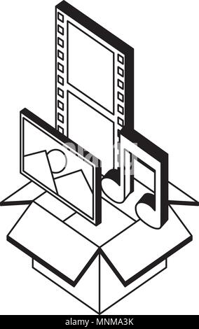 box carton with format files isometric icon Stock Vector