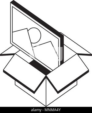 box carton with picture isometric icon Stock Vector