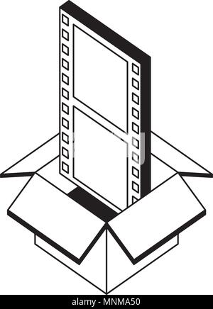 box carton with video format isometric icon Stock Vector