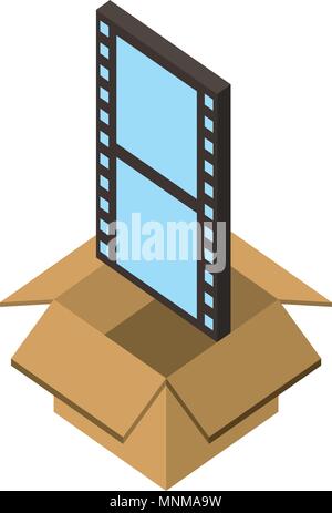 box carton with video format isometric icon Stock Vector