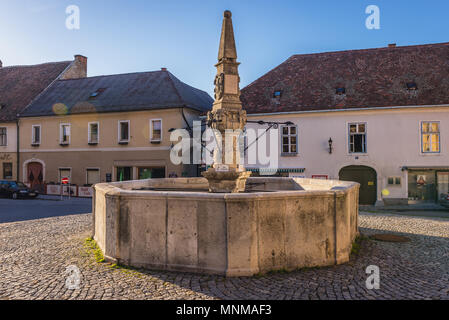 Old fountain in Hainburg an der Donau, Lower Austria Stock Photo