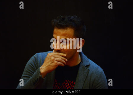 Former Italian football player Alessandro Del Piero gives a speech to young football players in Medan. Del Piero visited Medan to promote football and raise money to help affected people from the mount Sinabung volcano accident. The last Sinabung volcano eruption was recorded on February 19th, 2018 after it shot 4.3 miles of ash into the sky. The 2460-metre volcano is one of the most active in the country. Stock Photo