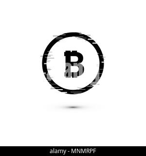 Bitcoin coin with fast speed motion lines and glitch frames set. Geometric shapes with distortion effect.Glow Design for Graphic Design. Vector Illustration Stock Vector