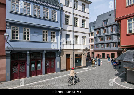 The New Frankfurt Old Town, between the Roemer and the Cathedral. Reconstruction of the old town destroyed in World War 2. Stock Photo