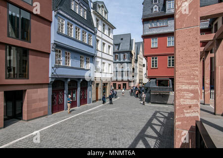 The New Frankfurt Old Town, between the Roemer and the Cathedral. Reconstruction of the old town destroyed in World War 2. Stock Photo