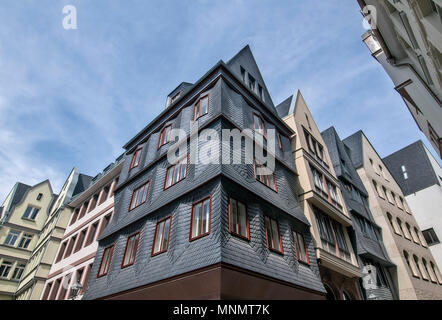 The New Frankfurt Old Town, between the Roemer and the Cathedral. Reconstruction of the old town destroyed in World War 2. Stock Photo