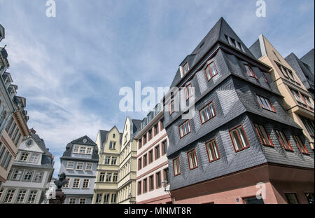 The New Frankfurt Old Town, between the Roemer and the Cathedral. Reconstruction of the old town destroyed in World War 2. Stock Photo