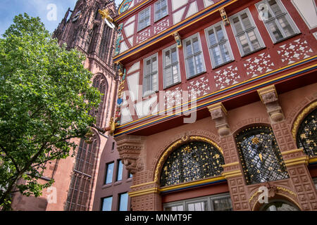 The New Frankfurt Old Town, between the Roemer and the Cathedral. Reconstruction of the old town destroyed in World War 2. Stock Photo