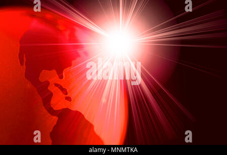 Abstract composition with red globe and lens flare Stock Photo