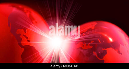 Abstract composition with red globe and lens flare Stock Photo