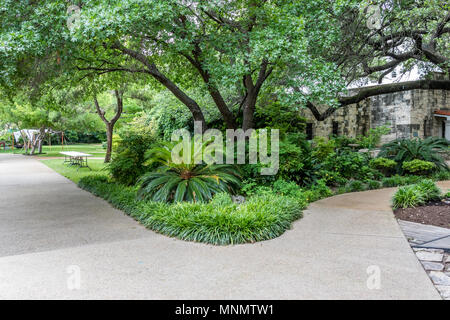 Front coutyard of the The Alamo, San Antonio, TX, USA Stock Photo