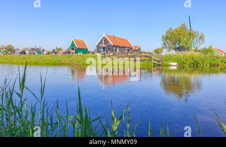 Zaanse Schans, Netherlands - May 08, 2018: Zaanse Schans Neighbourhood Stock Photo