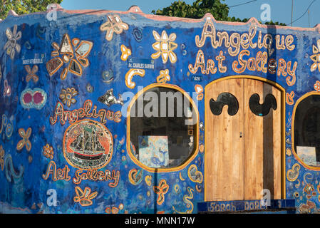 Angelique Art Gallery in Puerto Ayora, Santa Cruz Island, Galapagos Islands, Ecuador. Stock Photo