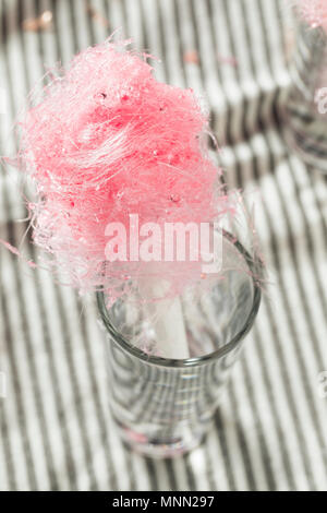 Sugary Pink Homemade Cotton Candy Floss on a Stick Stock Photo