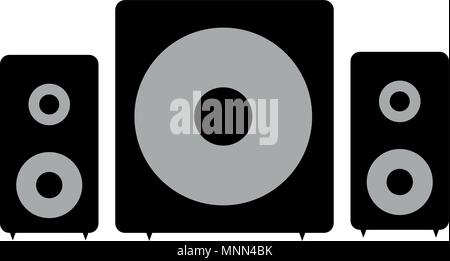 Set of speakers with woofer on white background. stereo sound icon, symbol. Vector drawing. Stock Vector