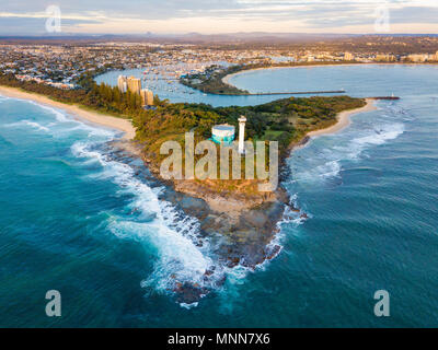 Sunrise over Point Cartwright Lighthouse, Mooloolaba, Sunshine Coast, Queensland, Australia Stock Photo