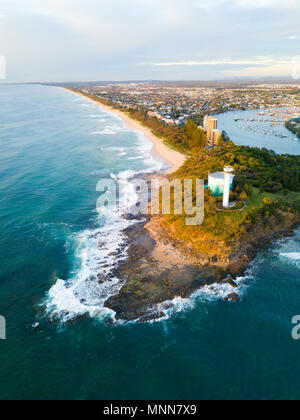 Sunrise over Point Cartwright Lighthouse, Mooloolaba, Sunshine Coast, Queensland, Australia Stock Photo