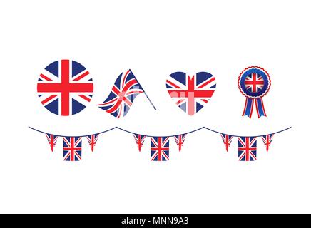 United Kingdom symbols set flags Stock Vector