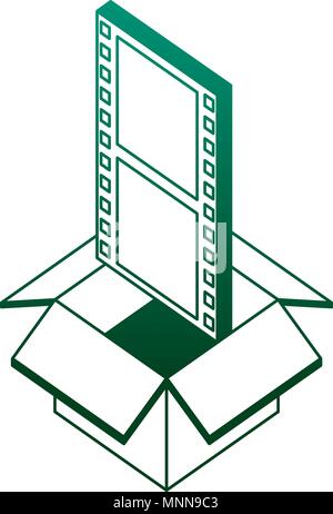 box carton with video format isometric icon Stock Vector