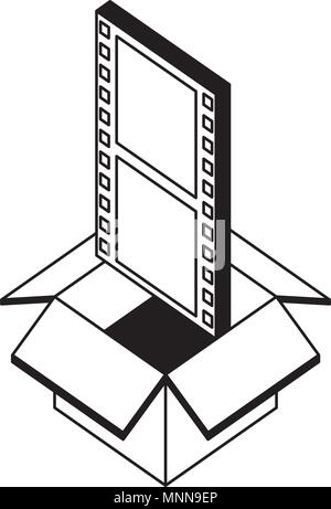 box carton with video format isometric icon Stock Vector