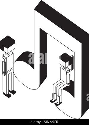 music note with children isometric icon Stock Vector