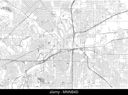 Streets of Fort Worth, city map, Texas. Roads and urban area. United States of America Stock Vector