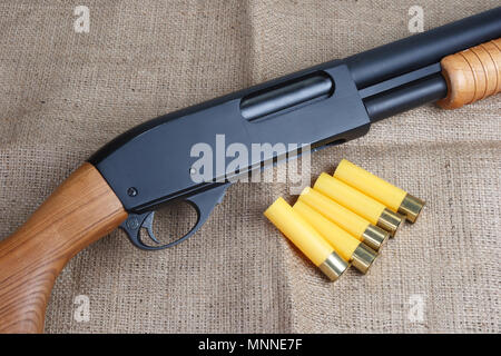 shotgun with wooden buttstock Stock Photo