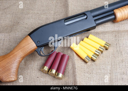 shotgun with wooden buttstock Stock Photo