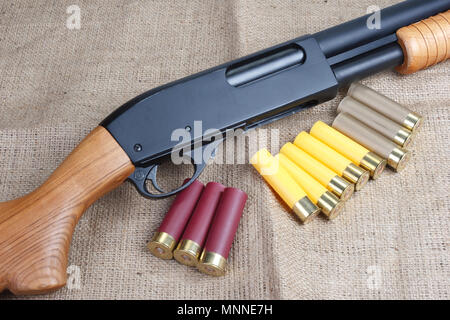 shotgun with wooden buttstock Stock Photo