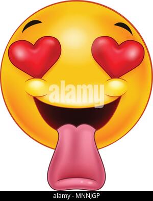 Smiley emoticon feeling in love with sticking out a tongue Stock Vector